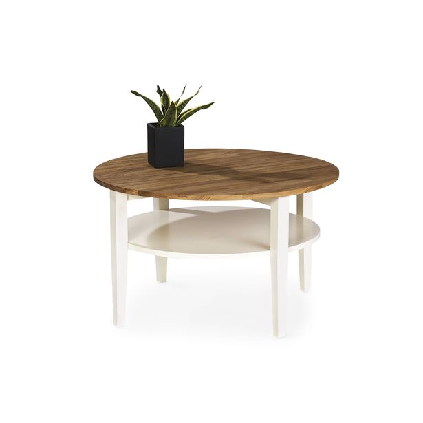 Sohvapöytä Podgorica Ø 80 cm tammi/valkoinen