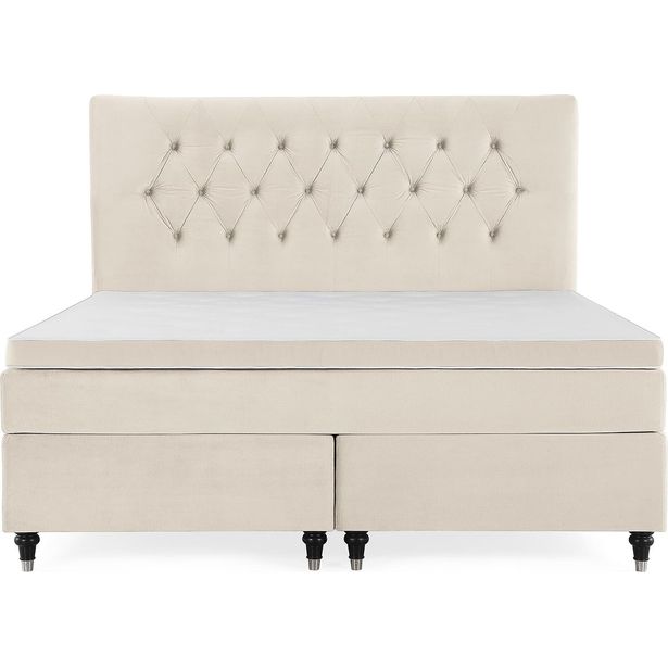 Sänkypaketti Berg & Strand Royal Velvet Keskikova Polyeetteri 180x200cm beige/sorvattu musta kromi