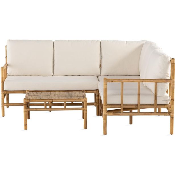 Kulmasohvaryhmä Babsand 4-istuttava beige/bambu
