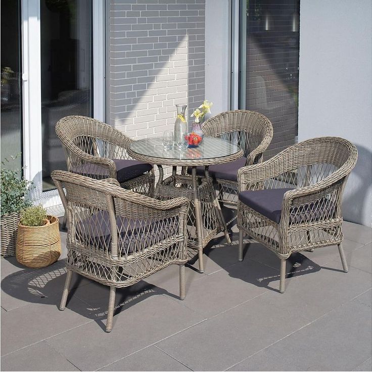 Ruokailuryhmä Zemer, 80cm pöytä + 4 tuolia, beige