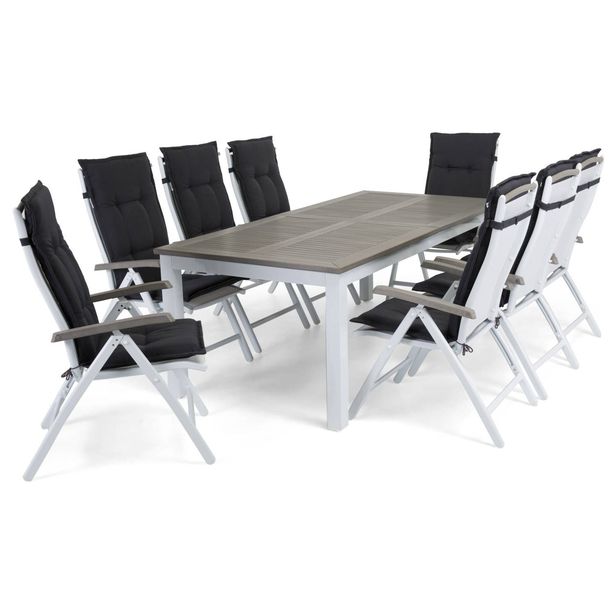 Ruokailuryhmä Kallahti 8 säätötuolilla 220-280cm