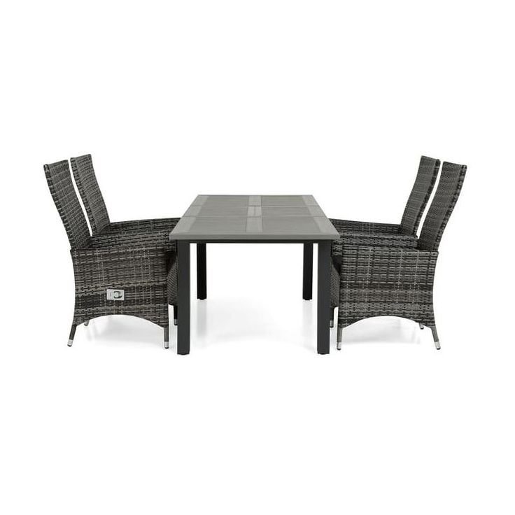 Ruokailuryhmä Monaco 152-210cm, 4 Jenny-tuolia, harmaa