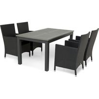 Ruokailuryhmä San Francisco, 152-210cm, 4 nojatuolia, musta