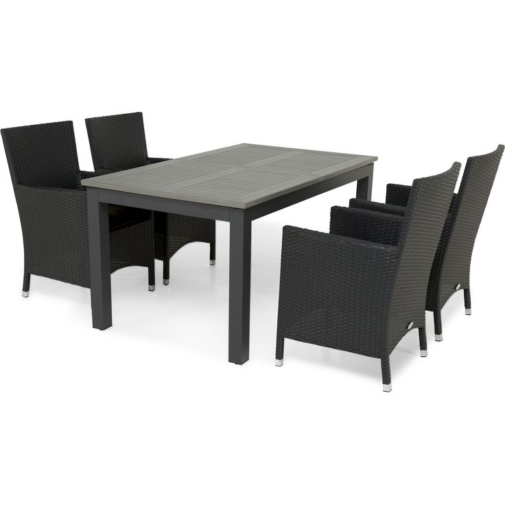 Ruokailuryhmä San Francisco, 152-210cm, 4 nojatuolia, musta