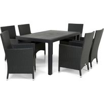 Ruokailuryhmä Maggiore, 160cm, 6 tuolia, harmaa/musta