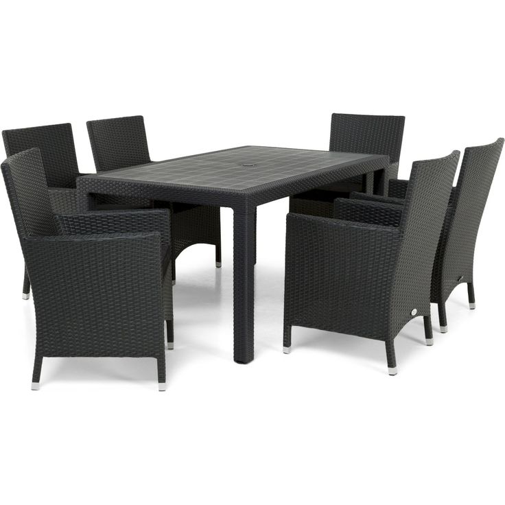 Ruokailuryhmä Maggiore, 160cm, 6 tuolia, harmaa/musta