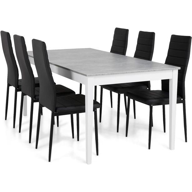 Ruokailuryhmä Scandinavian Choice Romeo 180cm 6 Ted tuolia valkoinen/musta