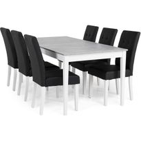 Ruokailuryhmä Scandinavian Choice Romeo 180cm 6 Viktor tuolia valkoinen/musta