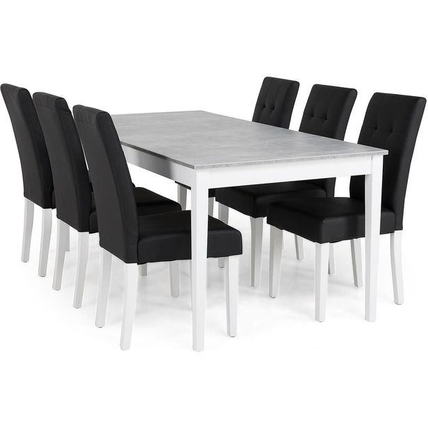 Ruokailuryhmä Scandinavian Choice Romeo 180cm 6 Viktor tuolia valkoinen/musta