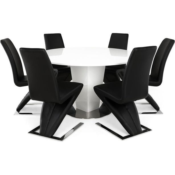 Ruokailuryhmä Scandinavian Choice Diamond 6 Zion tuolia valkoinen/musta