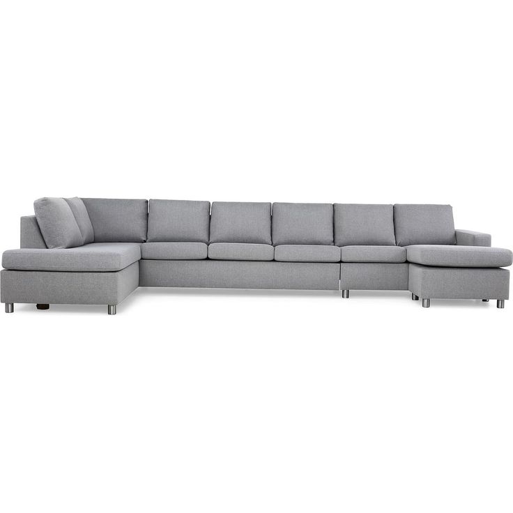 U-sohva Scandinavian Choice Crazy XXL 6 istuttava vasen korkeat pyöreät jalat vaaleanharmaa/kromi