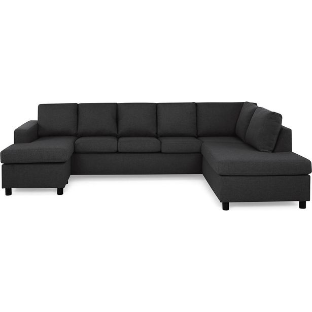 U-sohva Scandinavian Choice Crazy XL 4+1 ist oikea korkeat pyöreät jalat antrasiitti/musta