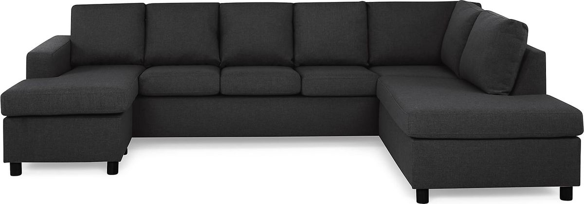 U-sohva Scandinavian Choice Crazy XL 4+1 ist oikea korkeat pyöreät jalat antrasiitti/musta
