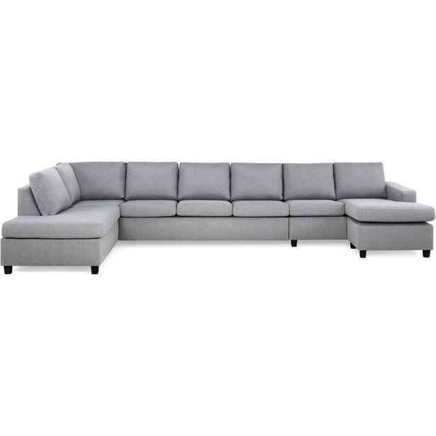 U-Sohva Scandinavian Choice Crazy Gigant vasen vaaleanharmaa/mustat jalat kulmikas