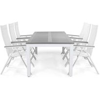Ruokailuryhmä Monaco 220-280cm, 6 Monaco Light -tuolia, valkoinen