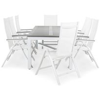 Ruokailuryhmä Monaco 220-280cm, 8 Monaco Light -tuolia, valkoinen
