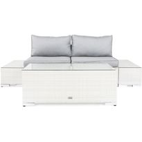 Oleskeluryhmä Bahamas, sohva, pöytä + 2 päätypöytää, valkoinen