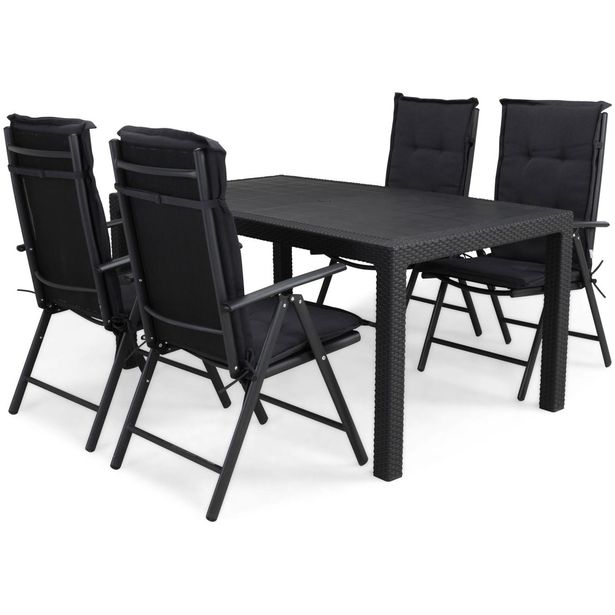 Ruokailuryhmä Melody 160cm, 4 säätötuolia pehmusteilla, antrasiitinharmaa