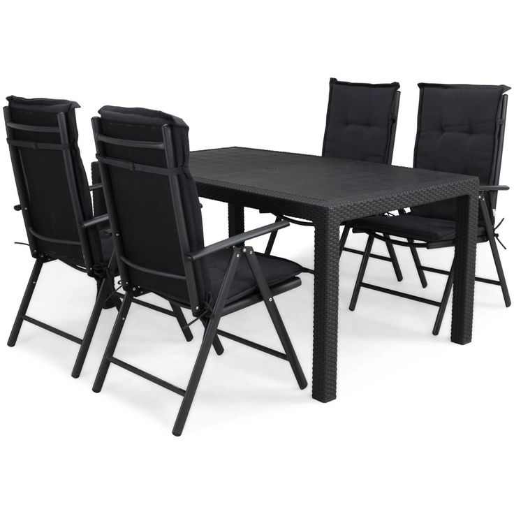 Ruokailuryhmä Melody 160cm, 4 säätötuolia pehmusteilla, antrasiitinharmaa
