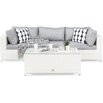 Oleskeluryhmä Bahamas, 3-istuttava sohva + sohvapöytä, valkoinen/harmaa