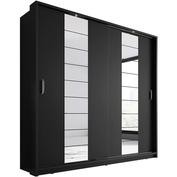 Liukuovivaatekaappi Andrarum Maxima 220cm LED-valaistus musta