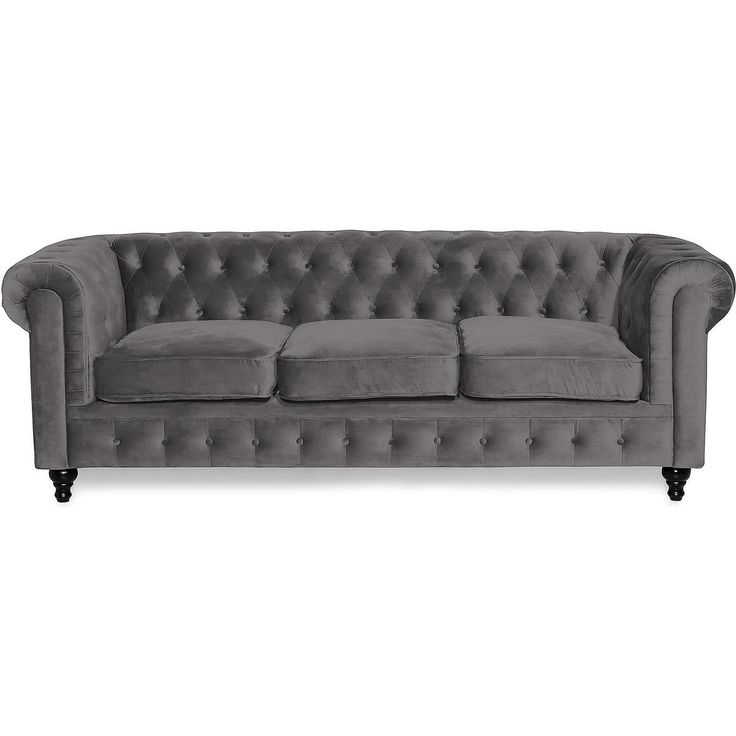 Sohva Manor House Chesterfield Lyx 3 ist sametti harmaa