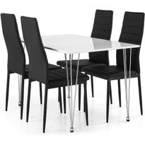 Ruokailuryhmä Scandinavian Choice Kronblom 120cm 4 Ted tuolia valkoinen/musta