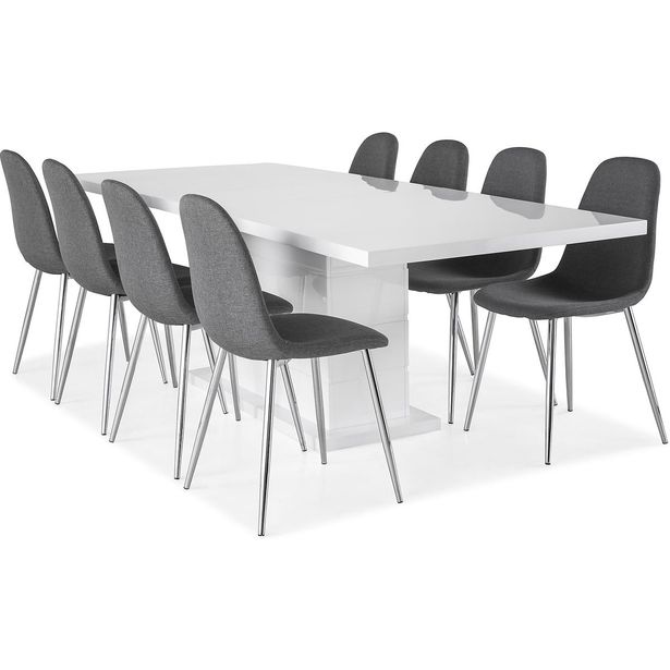 Jatkettava ruokailuryhmä Scandinavian Choice Ratliff 200x40cm 8 Nibe tuolia valkoinen