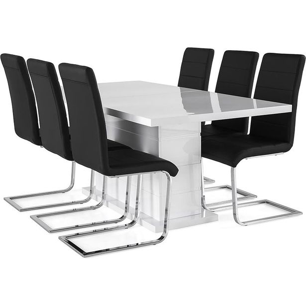 Ruokailuryhmä Scandinavian Choice Ratliff 180cm 6 Cibus tuolilla valkoinen