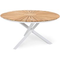 Ruokapöytä Oliver, Ø140cm, valkoinen/tiikki