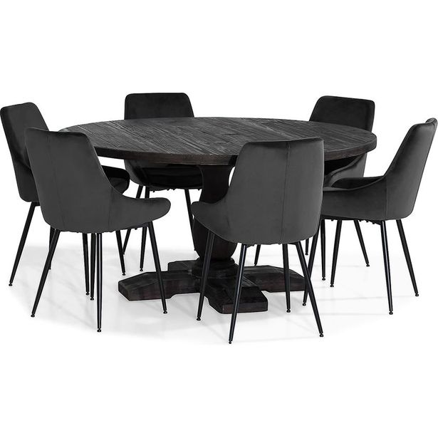 Ruokailuryhmä Scandinavian Choice Dijon 150cm pyöreä 6 Alsarp Tuolia ruskea/harmaa