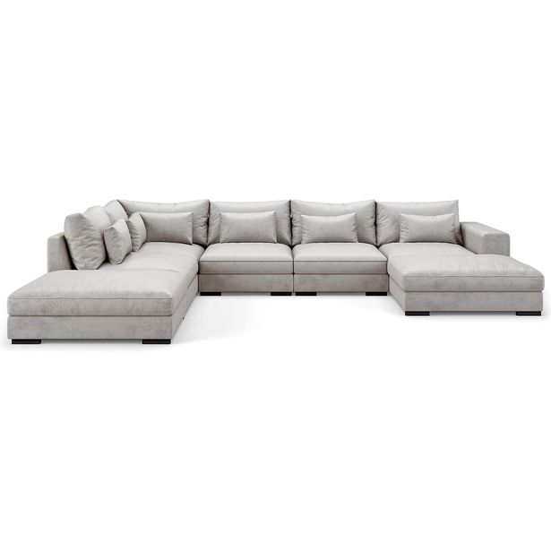 U-Moduulisohva Bloomington Dubai 6 ist oikea sametti beige/harmaa