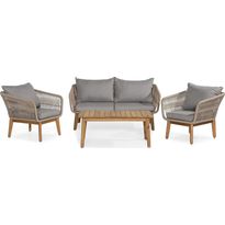 Sohvaryhmä Morocco, 2-istuttava sohva + 2 tuolia + pöytä, beige/harmaa