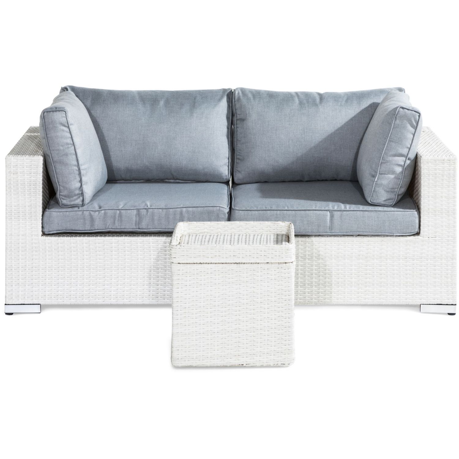 Oleskeluryhmä Bahamas, 2-istuttava sohva + sivupöytä, valkoinen/harmaa