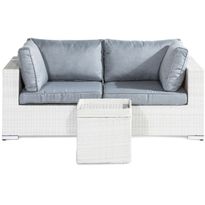 Oleskeluryhmä Bahamas, 2-istuttava sohva + sivupöytä, valkoinen/harmaa
