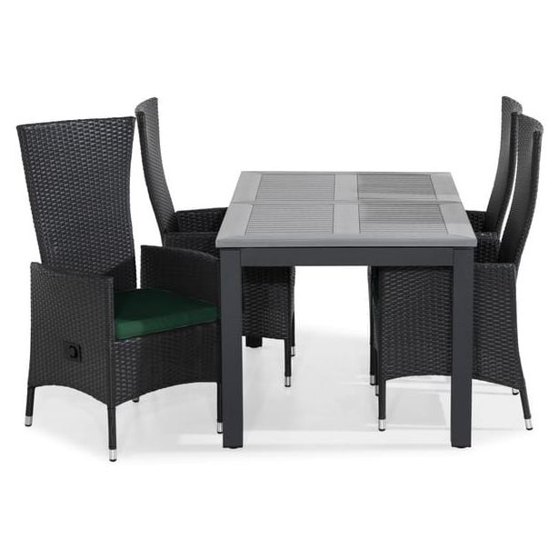 Ruokailuryhmä Monaco 152-210x90cm, 4 Jenny-tuolia + pehmusteet, eri värejä