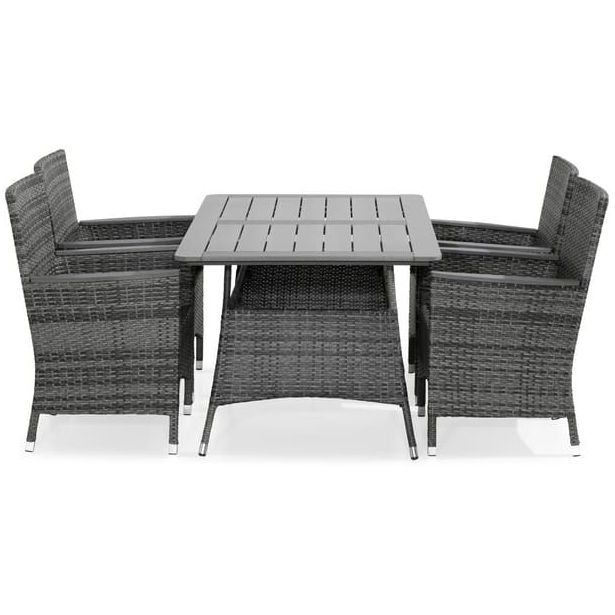 Ruokailuryhmä Thor 140x90cm, 4 Thor-tuolia, harmaa