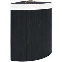 Bambu kulmapyykkikori musta 60 l