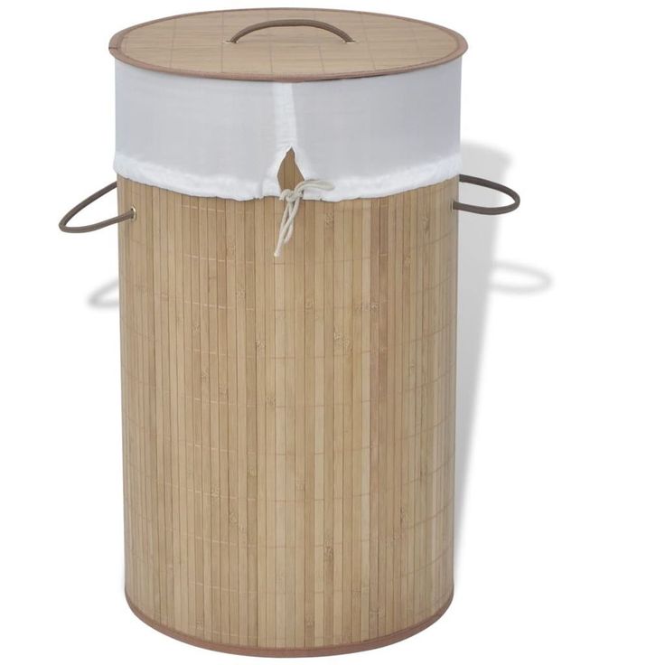 Bambu pyykkikori pyöreä luonnoväri_1