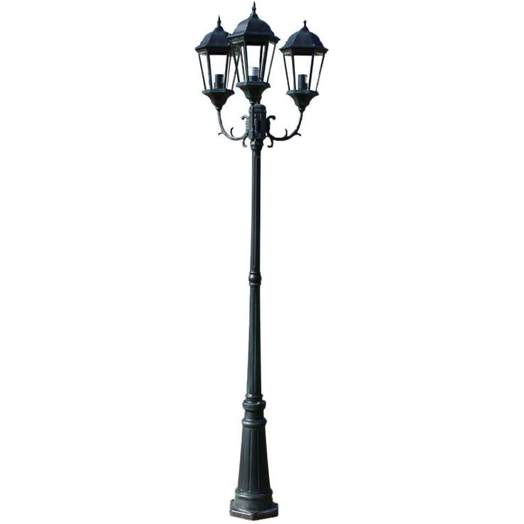Brighton puutarhan valotolppa 3-lyhtyä 230cm tumman_1