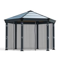 Paviljongin hyttysverhosetti Palram-Canopia Roma Hexagonal, 3.6x4.2m, harmaa