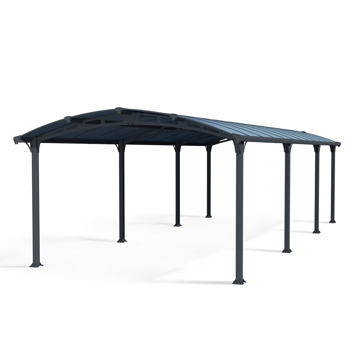 Autokatos Palram-Canopia Arcadia, 28m², kahdelle autolle, metalli, tummanharmaa/harmaa