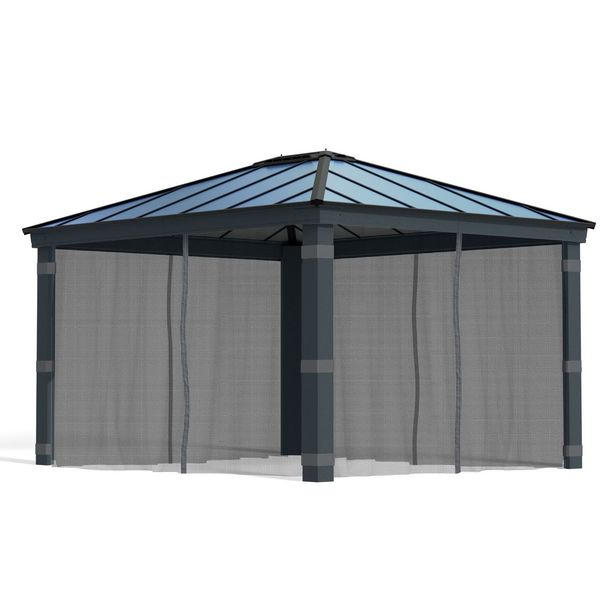 Paviljongin hyttysverhosetti Palram-Canopia Dallas 4300, 3.6x4.3m, harmaa