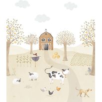 Kuvatapetti Casadeco The Farm Adventures With Cow Naturel, eri kokoja