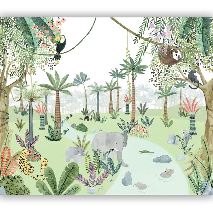 Kuvatapetti Casadeco In The Heart Of The Jungle Vert S 300x250cm (200697507)