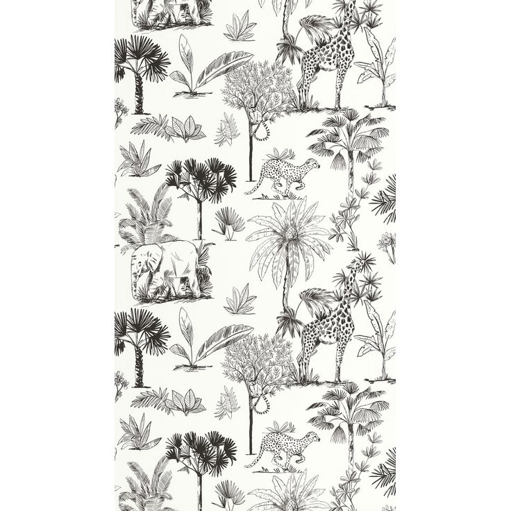 Tapetti Caselio Balade Dans La Savane Noir Et Blanc (105739090)
