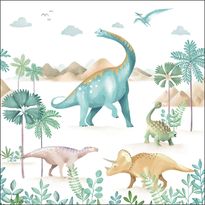 Kuvatapetti Caselio Le Monde Des Dinosaures Vert, eri kokoja