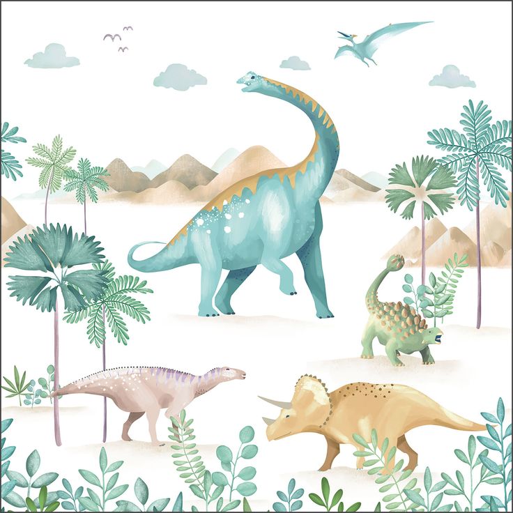 Kuvatapetti Caselio Le Monde Des Dinosaures Vert S 250x250cm (105774506)