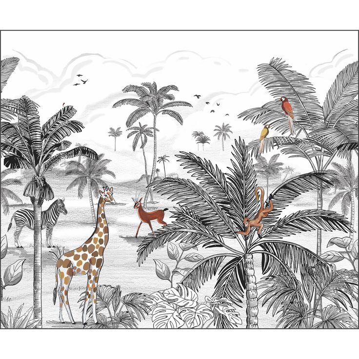 Kuvatapetti Caselio Le Monde De La Jungle Noir S 300x250cm (105789007)