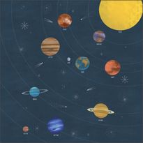 Kuvatapetti Caselio Le Monde Des Planetes Bleu Nuit, eri kokoja